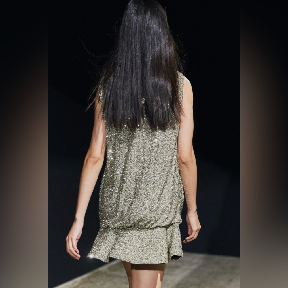 NWT Zara Silver Sequin Mini Dress